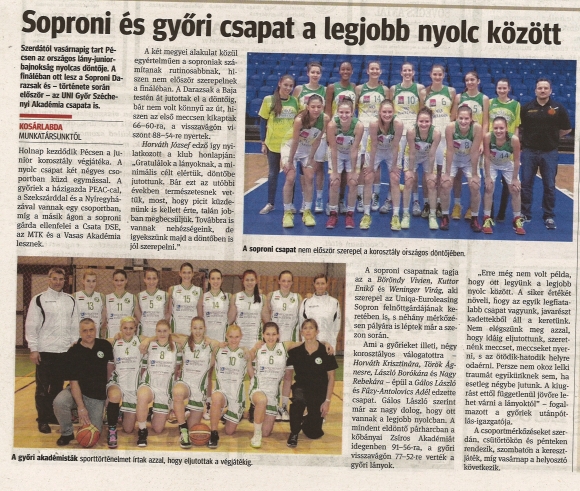 A győri kosaras lányok sporttörténelmet írtak 